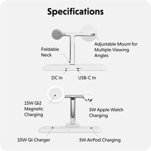 Targus HyperJuice HJ3004WHGL Induktionsladegerät - Weiß - für Qi2-fähiges Gerät, iPhone, AirPod, Smartwatch, Android-Gerät