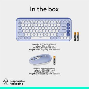 Logitech POP ICON COMBO, Bluetooth Keyboard and Mouse Combo, Comfortable Typing, Programmable Keys and Buttons, Quiet Clic