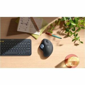 Logitech ERGO M575S Trackball - Optical - Wireless - 32.81 ft - Bluetooth/Radio Frequency - 2.40 GHz - Blue, Graphite - US