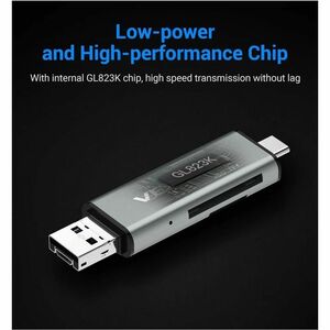 Vention CCJH0 2 Slot(s) Flash Drive/Flash Card Reader - USB 2.0, Micro USB, USB Type C - 1 / Pack - 256 GB Flash Drive - 6
