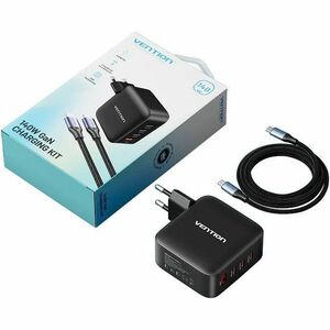 Vention FEI 140 W AC Adapter - Box - Universal Adapter - 1 USB - 3 USB Type-C - For Tablet PC, Notebook, Smartphone, Gamin