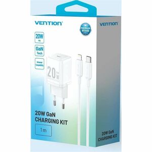 Vention TZ-FEP-EU-02 20 W AC Adapter - Box - Universal Adapter - 1 USB Type-C - For iPhone - Europe - 1 m Cable - 120 V AC