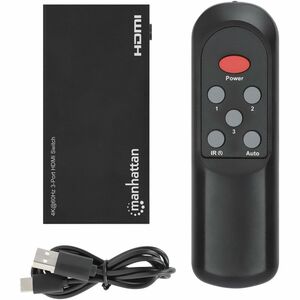 Manhattan Audio/Video Switchbox - Cable - 3840 x 2160 - 4K, 4K UHD - 1080p - 3 Input Device - 1 Display - TV, Projector - 