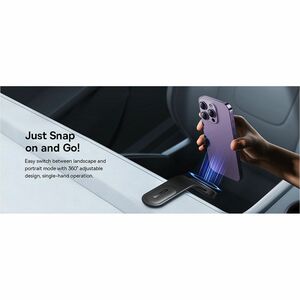 Supporto per smartphone Baseus C02 - Paesaggio, Ritratto - Nickel, Titanio - Rotazione a 360°, Chiusura in velcro, Magneti
