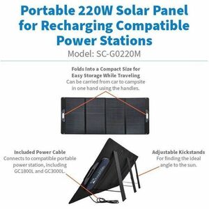 Eaton 220W Foldable Portable Solar Panel for Portable Power Stations - Portable - Black