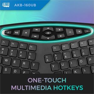 Adesso Tru-Form 160 Rugged Keyboard - Cable Connectivity - USB Interface - Scroll Wheel - English (US) - Black - Membrane 
