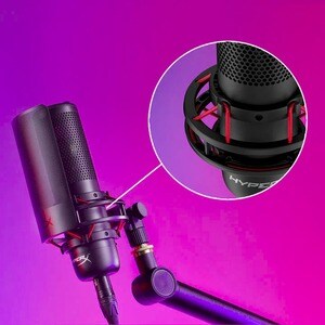 HyperX Condenser Microphone - Black - Cardioid - Shock Mount, Boom Mountable, Stand Mountable - 3-Pin XLR