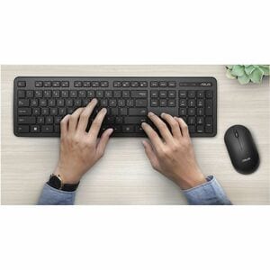 Asus CW100 Keyboard & Mouse - Hungarian - USB Wireless RF 2.40 GHz Keyboard - Keyboard/Keypad Color: Black - USB Wireless 
