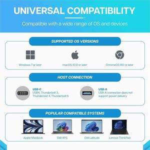 VisionTek VT4600DL Universal Dual 4K Docking Station 100W Charging (USB-A, USB-C) - for Notebook, Laptop, Desktop, Monitor