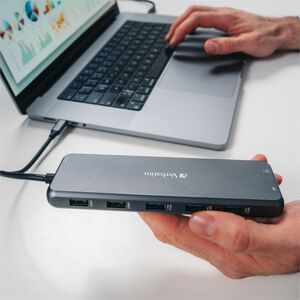 Docking station Verbatim USB Type-C per Monitor, Cuffia, Altoparlante - Compatibilita carica - Lettore schede di memoria -