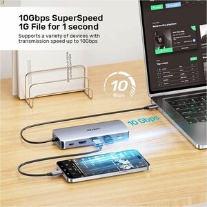 Unitek D1120A01 5 Port(s) USB Type C Docking Station for Solid State Drive, Notebook, Tablet PC, Smartphone, Display - Cha
