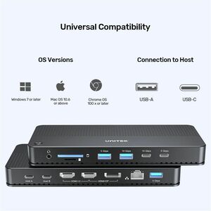 13-in-2 Universal KVM Docking Station (USB-C 10Gbps + USB-A 10 Gbps + 2 USB-A 5Gbps + USB-C 5Gbps + 2 HDMI + DP 4K 60Hz wi