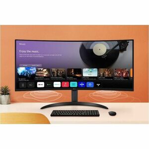 Monitor LCD inteligente LG 34SR60QC-B 34" (86.4cm) Class UW-QHD Pantalla curva - 21:9 - 34" (86.4cm) Viewable - Vertical A