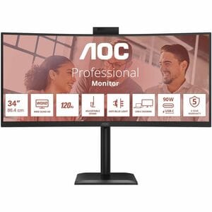 AOC E4 CU34E4CW. Display diagonal: 86.4 cm (34"), Display resolution: 3440 x 1440 pixels, HD type: UltraWide Quad HD, Disp