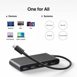 Belkin 5-Port USB-C Hub - USB-C to 2xUSB-A, 2xUSB-C, 1x4K HDMI - Docking Station - Black - for Workstation, Monitor, Displ