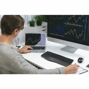 Kensington Pro Fit Ergo KM680 EQ Rechargeable Desktop Set - USB Type A Wireless Bluetooth/RF 5.4 2.40 GHz Keyboard - Black