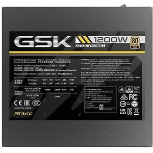 Système d'alimentation Antec GSK1200 ATX3.1 Modulaire - 1,20 kW - Interne - 120 V AC, 230 V AC Entrée - 3.3 V DC, 5 V DC, 