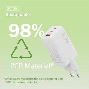 Digitus 67 W AC Adapter - Universal Adapter - 2 USB Type-C - For Smartphone, Headphone, Tablet, Gaming Console, Earphone, 
