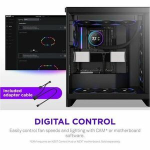 NZXT RF-U36PN-B1 Cooling Fan - PC, Radiator, Heatsink - 2 x Fan(s) - 176.70m³/h Maximum Airflow - 3100 rpm - Magnetic Levi