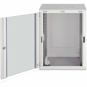 Digitus Dynamic-N 16U Wandmontierbar Geschlossener Schrank Rackschrank für Networking, Server - Hellgrau - Glas, Stahl, Bl