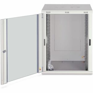 Digitus Dynamic-N 16U Wandmontierbar Geschlossener Schrank Rackschrank für Networking, Server - Hellgrau - Glas, Stahl, Bl