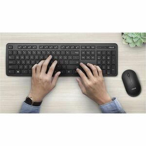 Asus CW100 Keyboard & Mouse - Nordic - USB Wireless RF 2.40 GHz Keyboard - USB Wireless RF Mouse - Optical - 1600 dpi - Sc