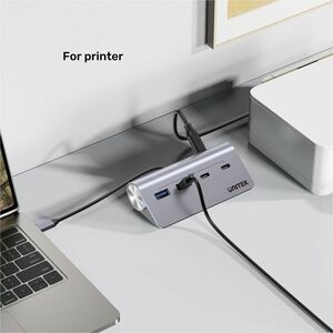 Unitek uHUB H1337A USB Hub - USB Type C - 640 MB/s - Desktop, Notebook, Flash Drive, Printer - Space Gray - 4 Total USB Po
