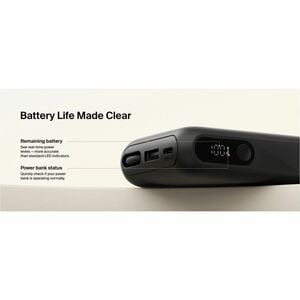 Belkin BoostCharge Power Bank - Black - 10000 mAh - 45 W - Built-in Cable - Black