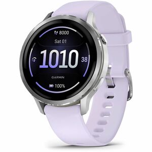 Garmin Venu 4 Smart Watch - Silver Case Color - Periwinkle Band Color - Stainless Steel, Metal Body Material - Fiber Reinf