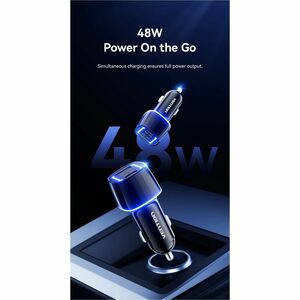 VENTION TWO-PORT USB-C + A (30W + 18W) CAR CHARGER BLACK ABS