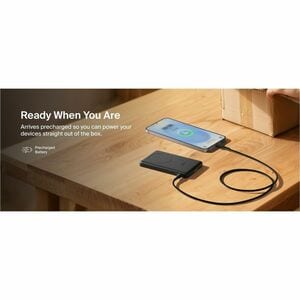 Belkin BoostCharge Power Bank - For Earbud, iPhone - 5000 mAh - 15 W - USB Type-C Connector - 1 x USB - Lightweight, Slim,