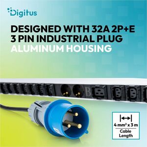 Digitus PDU - Basis - 24 x IEC 60320 C13, 2 x IEC 60320 C19 - 32 A - 230 V AC Eingang - Überlastungsschutz - 0U - 3 m Kabe