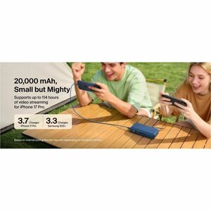 Belkin UltraCharge Power Bank - Blue - For Smartphone, iPhone, iPad Air, iPad mini, iPad Pro - 20000 mAh - 45 W - USB Type