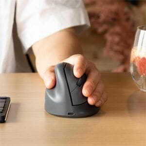 R-Go HE Basic Vertical Mouse Maus - Bluetooth - USB-Typ C - Optisch - 3 Taste(n) - Grau - Mac, Windows - Kabel/Drahtlos - 