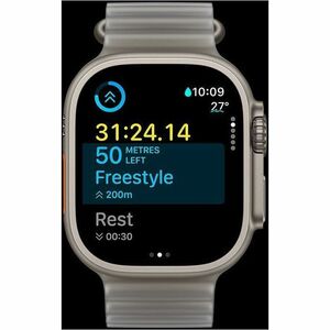 Apple Watch Ultra 4 Smartwatch - 49 mm Case Height - 44 mm Case Width - Natürlich Tasche, Farbe - Transparentes Grau Band 