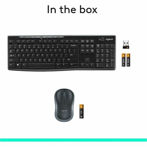 Logitech MK270 Wireless Keyboard and Mouse Combo for Windows, 2.4 GHz Wireless, Compact Mouse, 8 Multimedia and Shortcut K