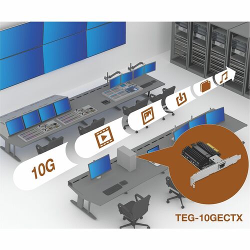 TRENDnet TEG-10GECTX 10Gigabit Ethernet Card for Server, Computer - 10GBase-T - New - Plug-in Card - PCI Express 3.0 x4 - 