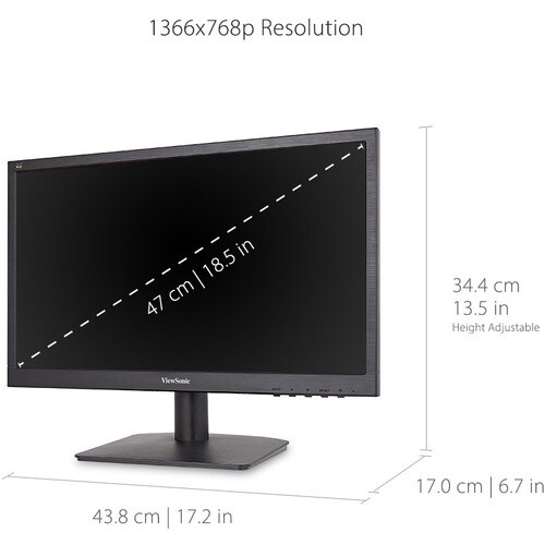 Monitor LED ViewSonic Value VA1903H 19"" (48.3cm) Class HD - 16:9 - 18.5"" (47cm) Viewable - Torsión Nemática (TN) - LED R