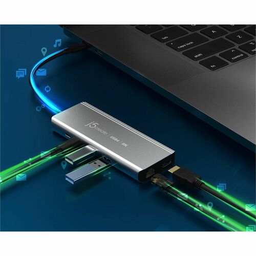 j5create JCD403-N USB4 Estação de ancoragem para Monitor, Notebook - Capacidade de carregamento - Cinza Espacial - 4K, 8K 
