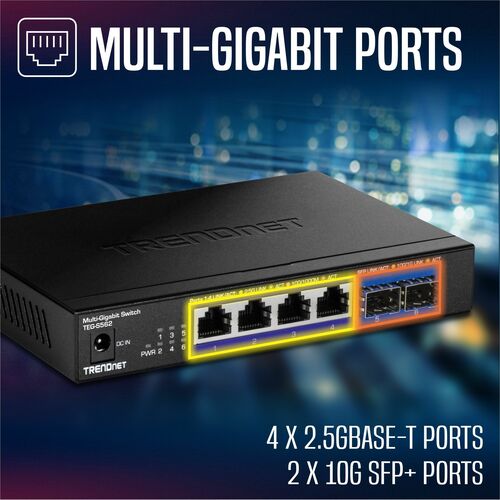 TRENDnet TEG-S562 4 Ports Ethernet Switch - 2.5 Gigabit Ethernet, 10 Gigabit Ethernet - 2.5GBase-T, 10GBase-X - TAA Compli