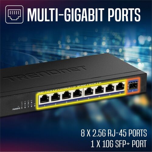 TRENDnet TEG-S5091 8 Anschlüsse Ethernet-Switch - 2.5 Gigabit Ethernet, 10 Gigabit Ethernet - 2.5GBase-T, 10GBase-X - TAA-