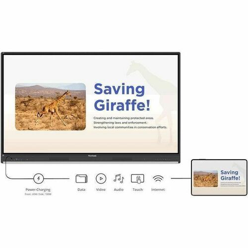 ViewSonic ViewBoard IFP6553 1651 mm 4K UHD LCD Collaboration Display - Infrared (IrDA) - Touchscreen - 3840 x 2160 - 450 c