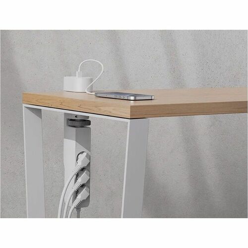 Neomounts VOLT DS22-840WH6 Power Outlet - 3 x Power Receptacles - 230 V AC Clamp Mount, Desktop, Under Table - White - Pla