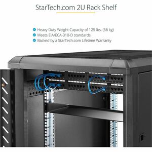 StarTech 2U Server Rack Cabinet Shelf - Fixed 18" Deep Cantilever Rackmount Tray for 19" Data/AV/Network Enclosure - Weigh