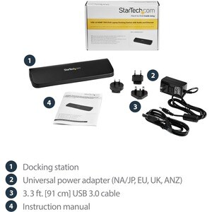 StarTech.com Station d'accueil USB 3.0 universelle double affichage pour PC portable - Réplicateur de ports HDMI DVI VGA a