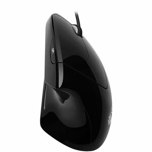 Adesso iMouse E1 Vertical Ergonomic Illuminated Mouse - Optical - Cable - Glossy Black - USB - 1600 dpi - Scroll Wheel - 6