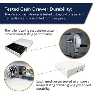 apg®Standard- Duty Point of Sale Cash Drawer | Vasario Series VB320-AW1313-B27 - USD 4 Bill - 4 Coin - 2 Media Slot - Stai