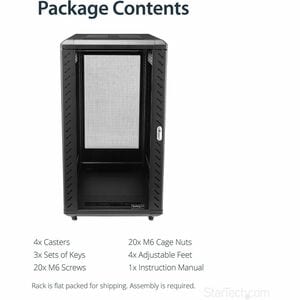 StarTech.com 4-Post 22U Server Rack Cabinet, 19" Data Rack Cabinet for Computer / IT Equipment, Home Network Rack, Half He