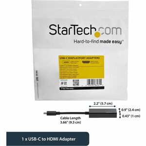 StarTech.com - USB-C to HDMI Adapter - 4K 30Hz - Black - USB Type-C to HDMI Adapter - USB 3.1 - Thunderbolt 3 Compatible -