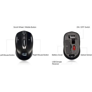 Adesso Tru-Form WKB-1500GB Keyboard & Mouse - English (US) - 1 Each - USB Membrane Wireless RF 2.40 GHz Keyboard - 105 Key